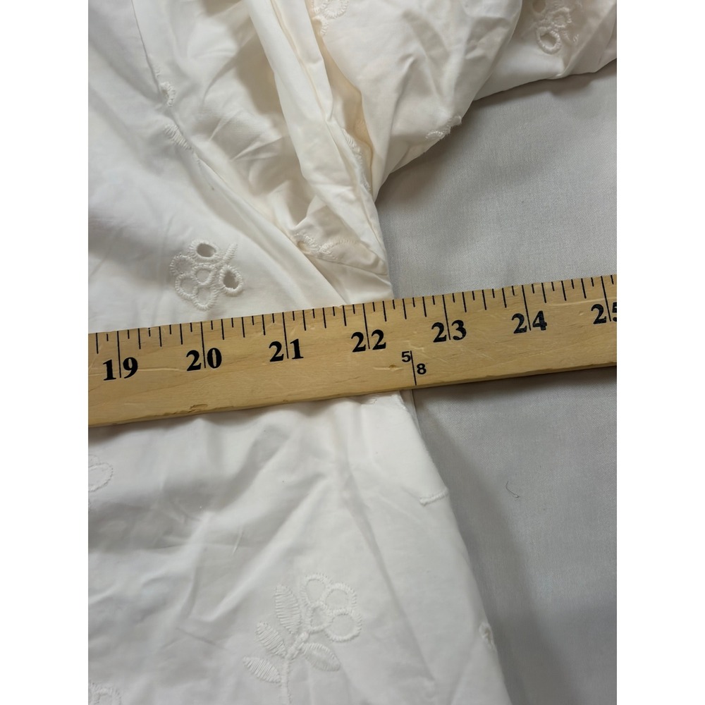 Anthropologie High Rise Cotton Poplin Eyelet Scalloped Balloon Sleeve S NEW - Picture 9 of 13